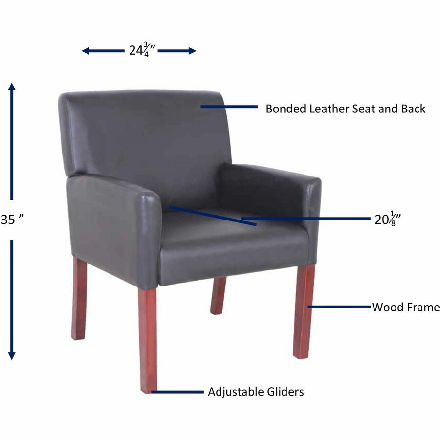 Lorell Full - Sided Upholstered Arms Guest Chair with Mahogany Wood Frame 19.63"H (LLR - LLR20027) - SchoolOutlet