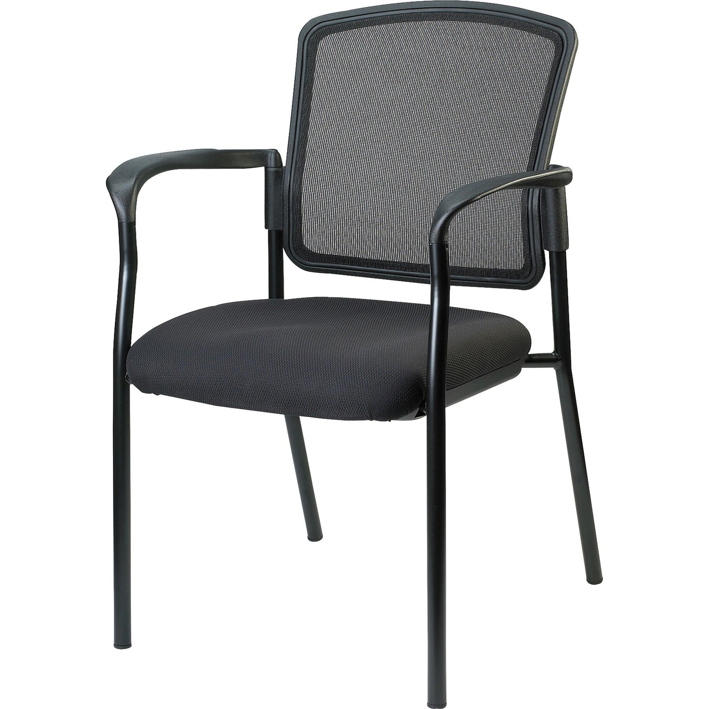 Lorell Mesh Back Stackable Guest Chair with Cushioned Seat and Black Steel Frame (LLR - LLR23100X) - SchoolOutlet