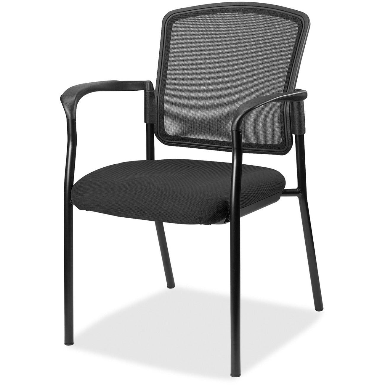 Lorell Mesh Back Stackable Guest Chair with Cushioned Seat and Black Steel Frame (LLR - LLR23100X) - SchoolOutlet