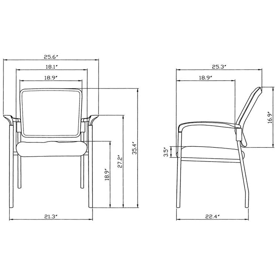 Lorell Mesh Back Stackable Guest Chair with Cushioned Seat and Black Steel Frame (LLR - LLR23100X) - SchoolOutlet