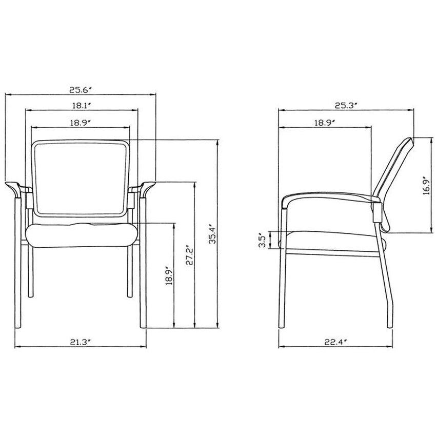Lorell Mesh Back Stackable Guest Chair with Cushioned Seat and Black Steel Frame (LLR - LLR23100X) - SchoolOutlet