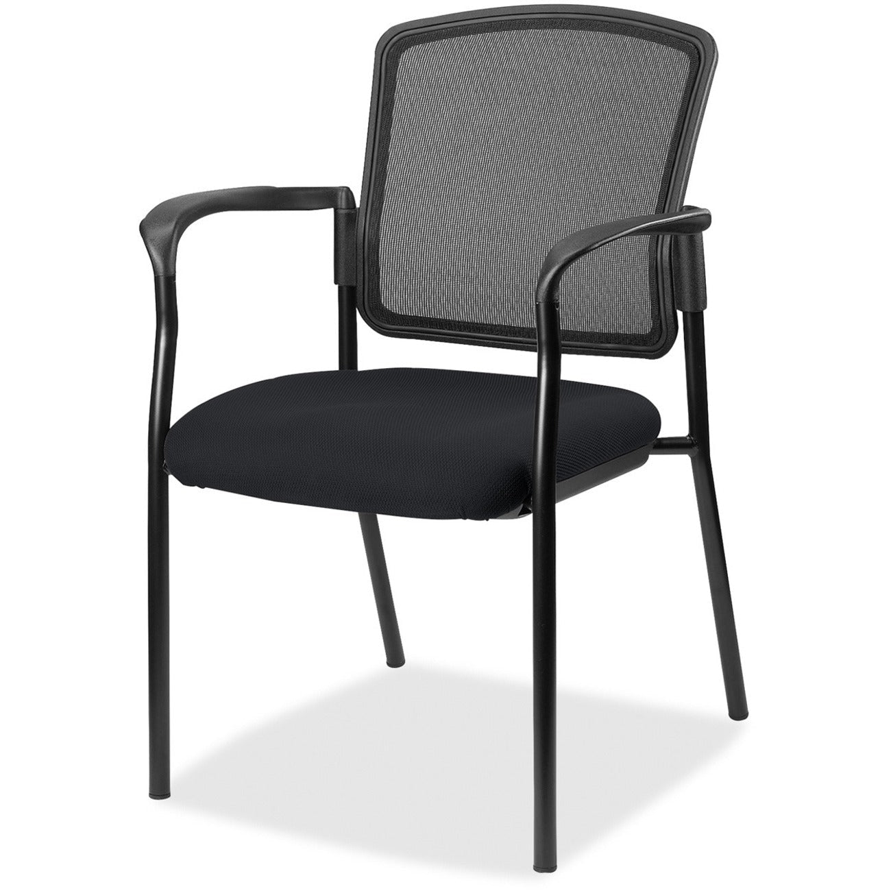 Lorell Mesh Back Stackable Guest Chair with Cushioned Seat and Black Steel Frame (LLR - LLR23100X) - SchoolOutlet