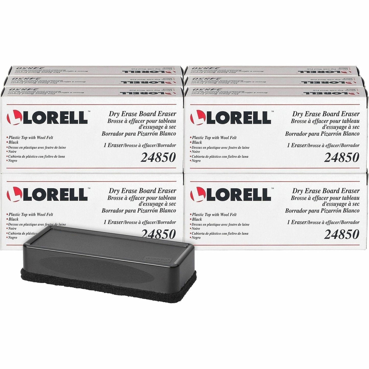 Lorell Dry - Erase Board Erasers with Wool Felt and Sturdy Plastic Grips 12 Erasers/Box (LLR - LLR24850BX) - SchoolOutlet