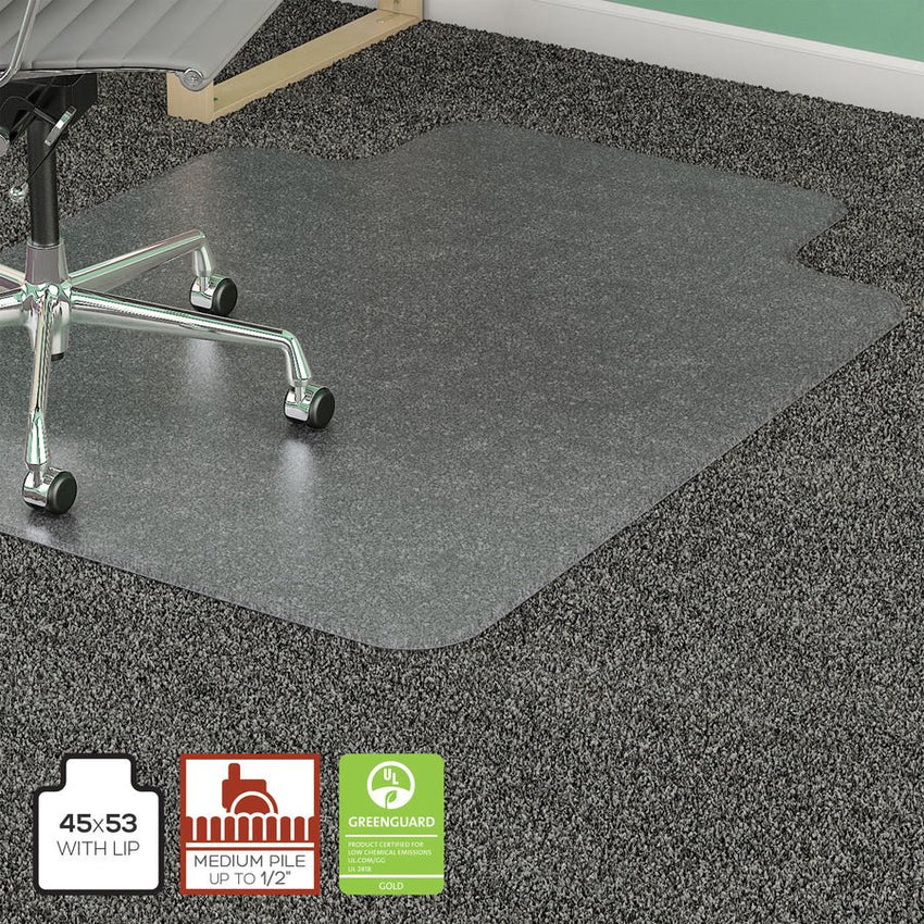 Lorell Medium - Pile Smooth Edge Chairmat for Carpet 60" x 46" Heavy - Duty Vinyl (LLR - LLR25754) - SchoolOutlet