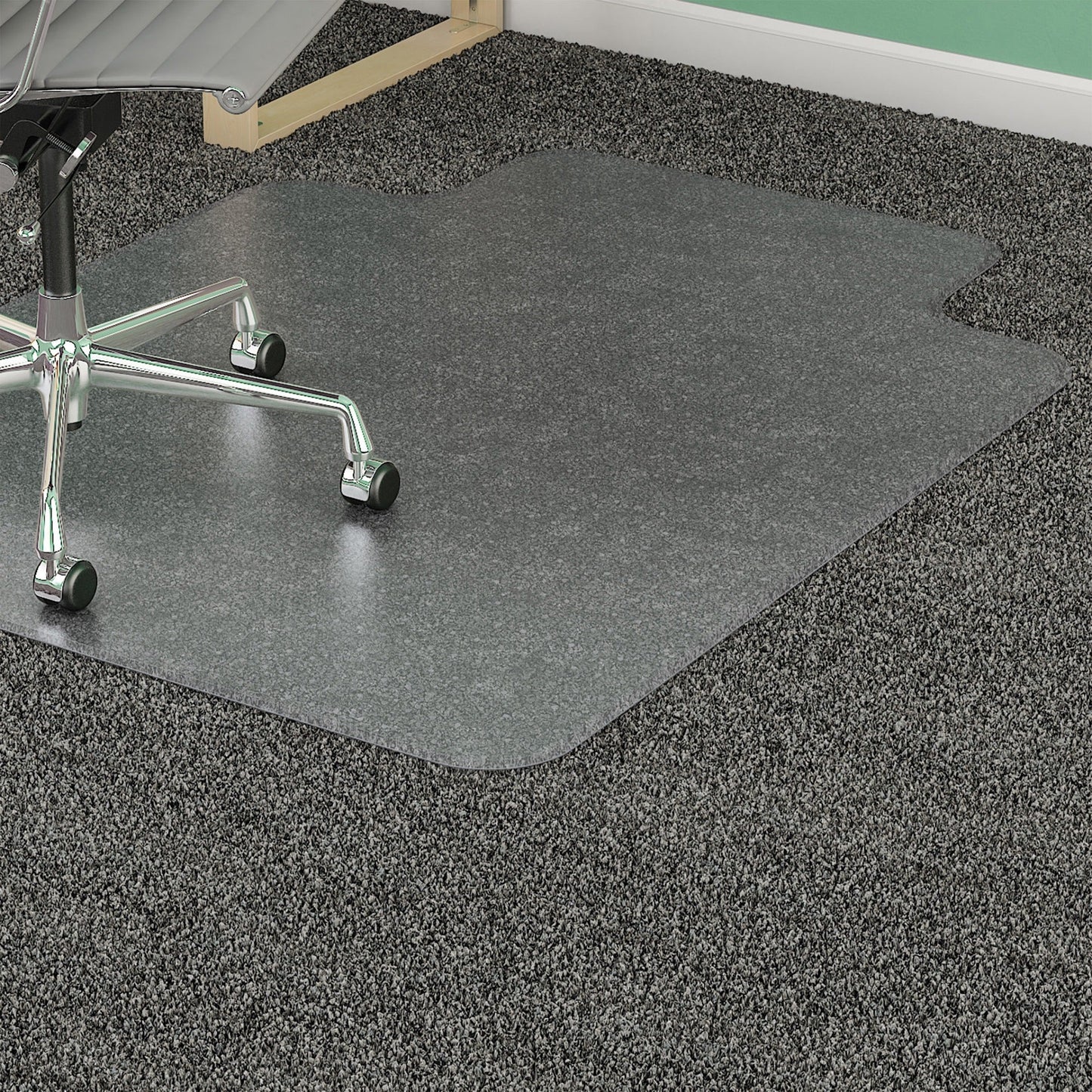 Lorell Medium - Pile Wide Lip Chairmat for Carpet 53" x 45" Heavy - Duty Vinyl (LLR - LLR25756) - SchoolOutlet