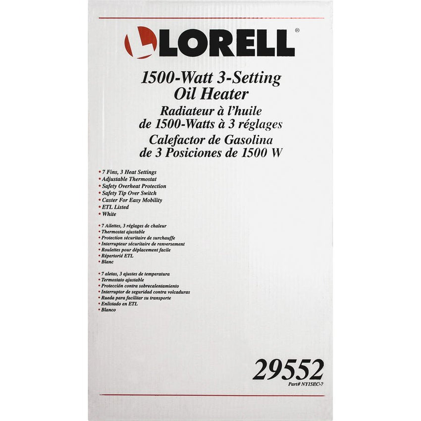 Lorell ThermoGuard 3 - Setting Oil - Filled Heater 1500 W Electric White (LLR - LLR29552) - SchoolOutlet