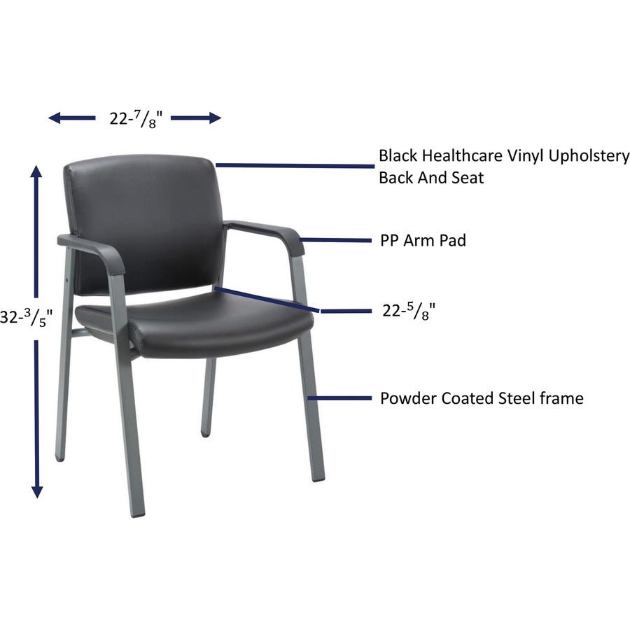 Lorell Healthcare Upholstery Guest Chair with Antimicrobial Vinyl and Stackable Design 18.13" "H (LLR - LLR3095X) - SchoolOutlet