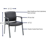 Lorell Healthcare Upholstery Guest Chair with Antimicrobial Vinyl and Stackable Design 18.13