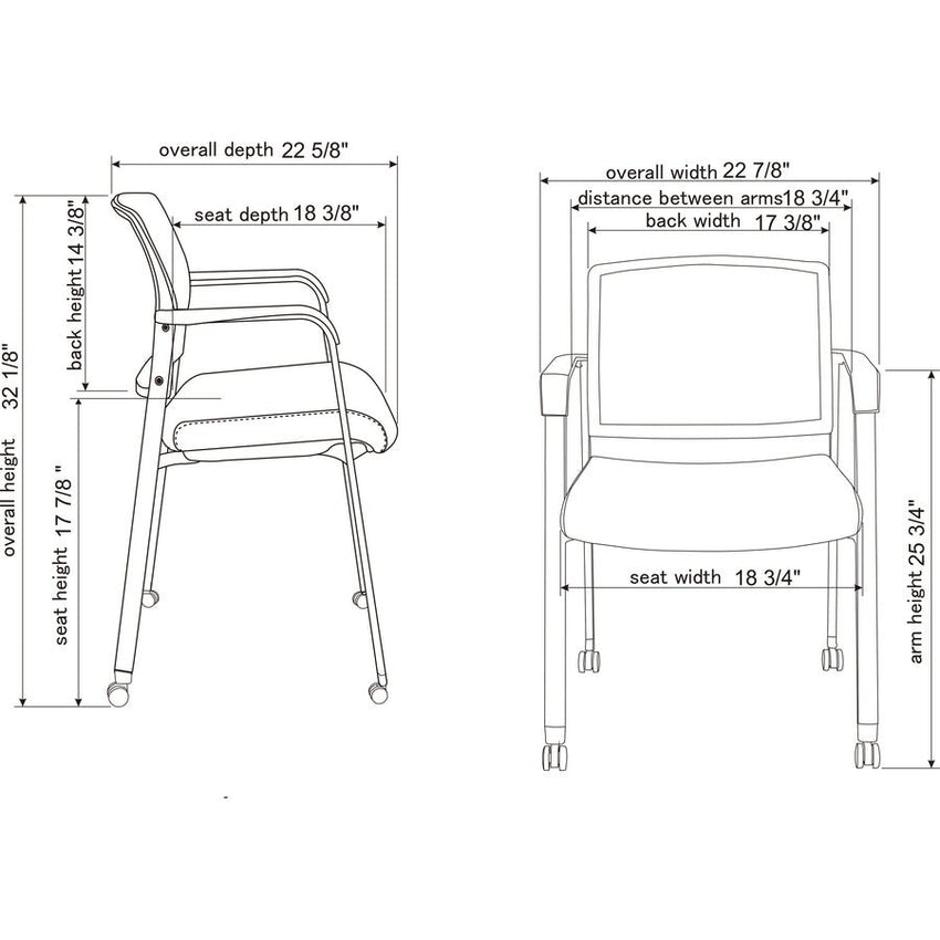 Lorell Mesh Back Guest Chair with Casters and Padded Arms (LLR - LLR30953) - SchoolOutlet