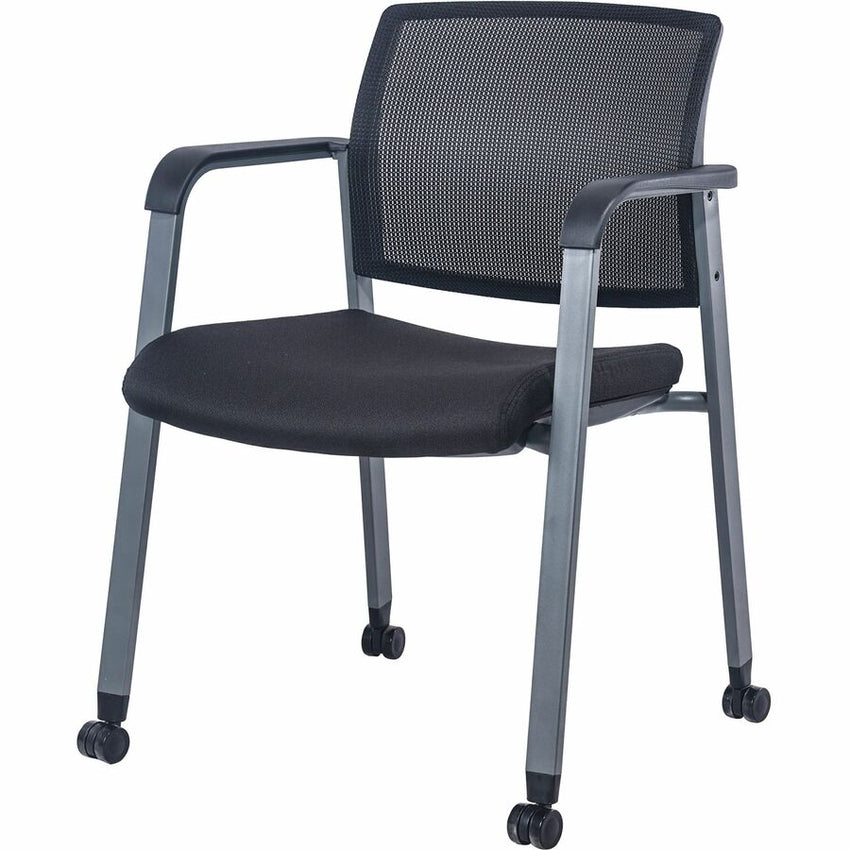 Lorell Mesh Back Guest Chair with Casters and Padded Arms (LLR - LLR30953) - SchoolOutlet