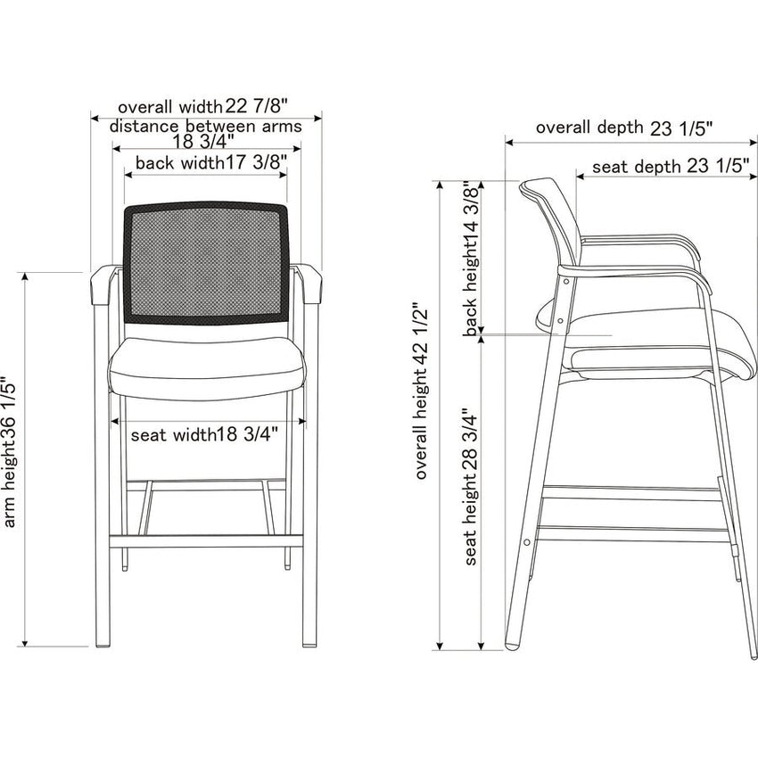 Lorell Mesh Back Guest Stool with Arms and Stackable Design 28.75 H (LLR - LLR30954) - SchoolOutlet