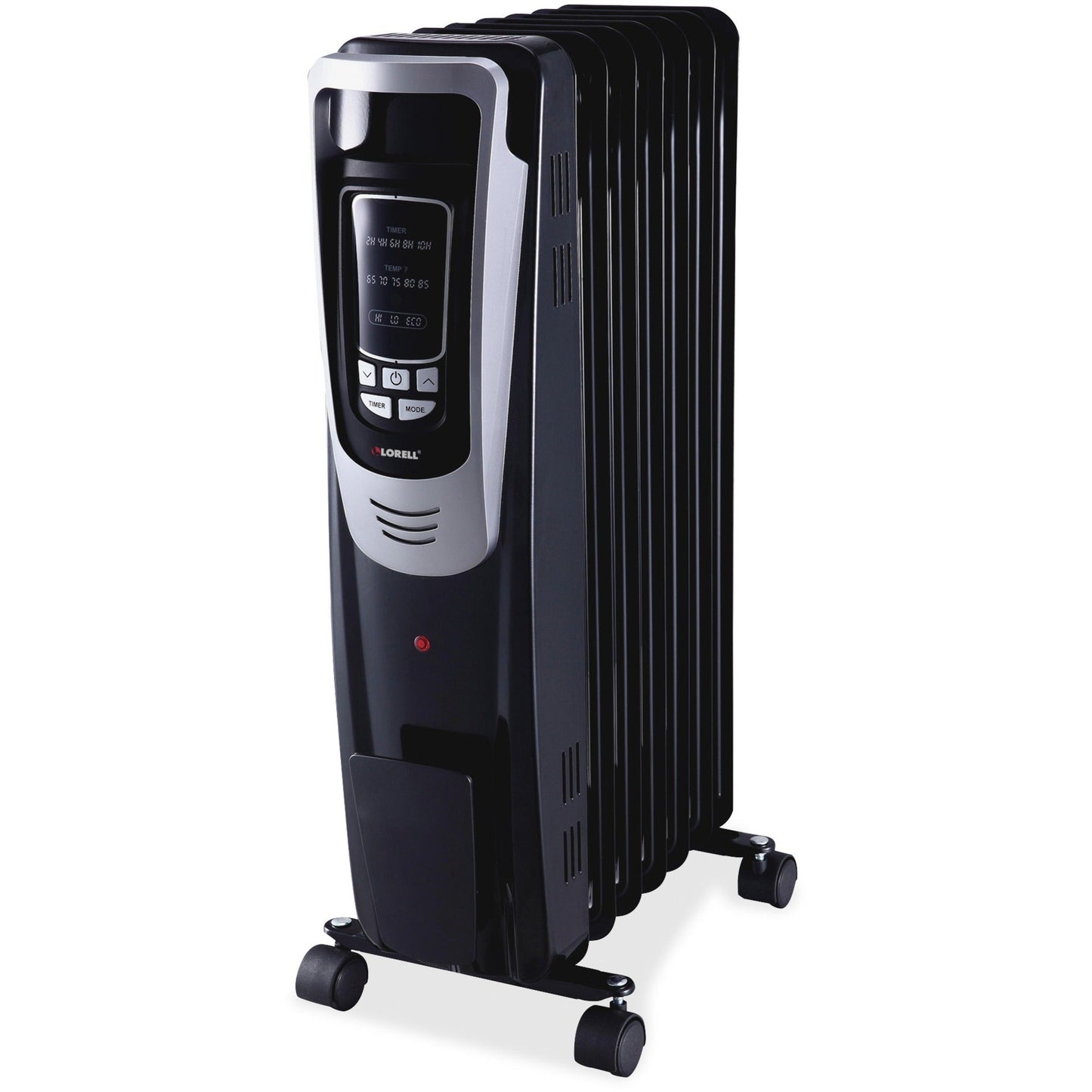 Lorell HeatWave LED Display Mobile Radiator Heater 3 Heat Settings 1500 W Electric 150 Sq Ft Black (LLR - LLR33568) - SchoolOutlet