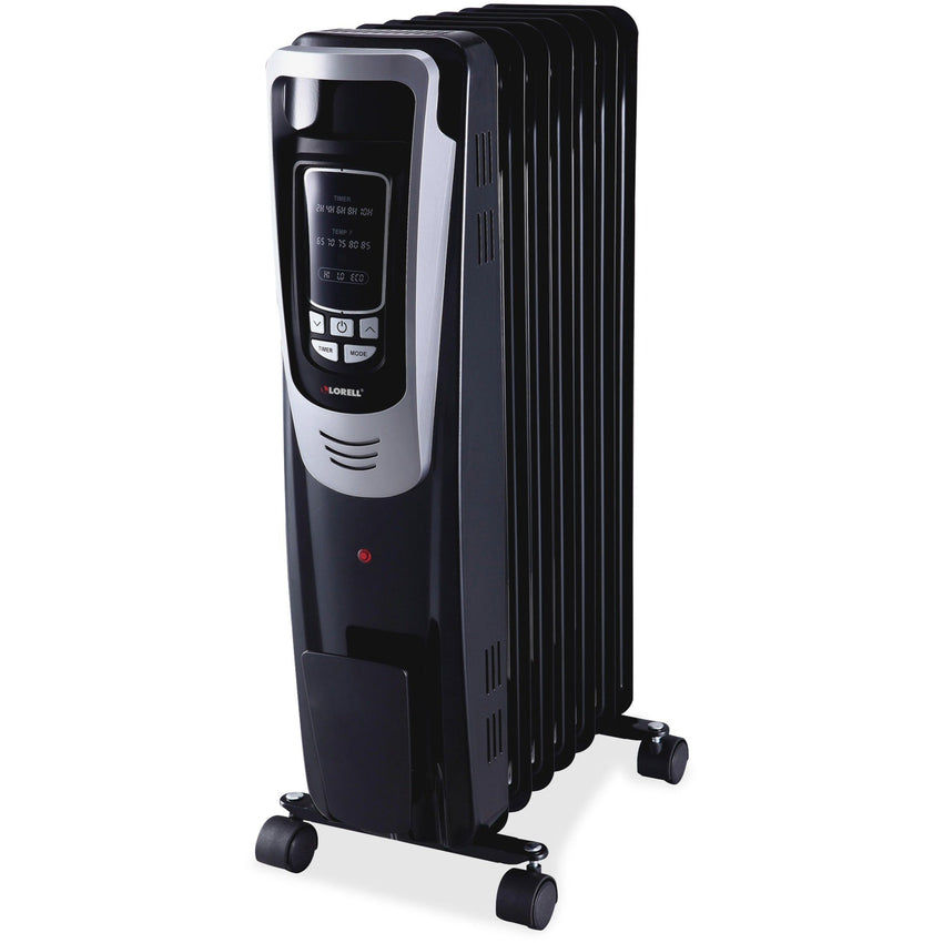 Lorell HeatWave LED Display Mobile Radiator Heater 3 Heat Settings 1500 W Electric 150 Sq Ft Black (LLR - LLR33568) - SchoolOutlet