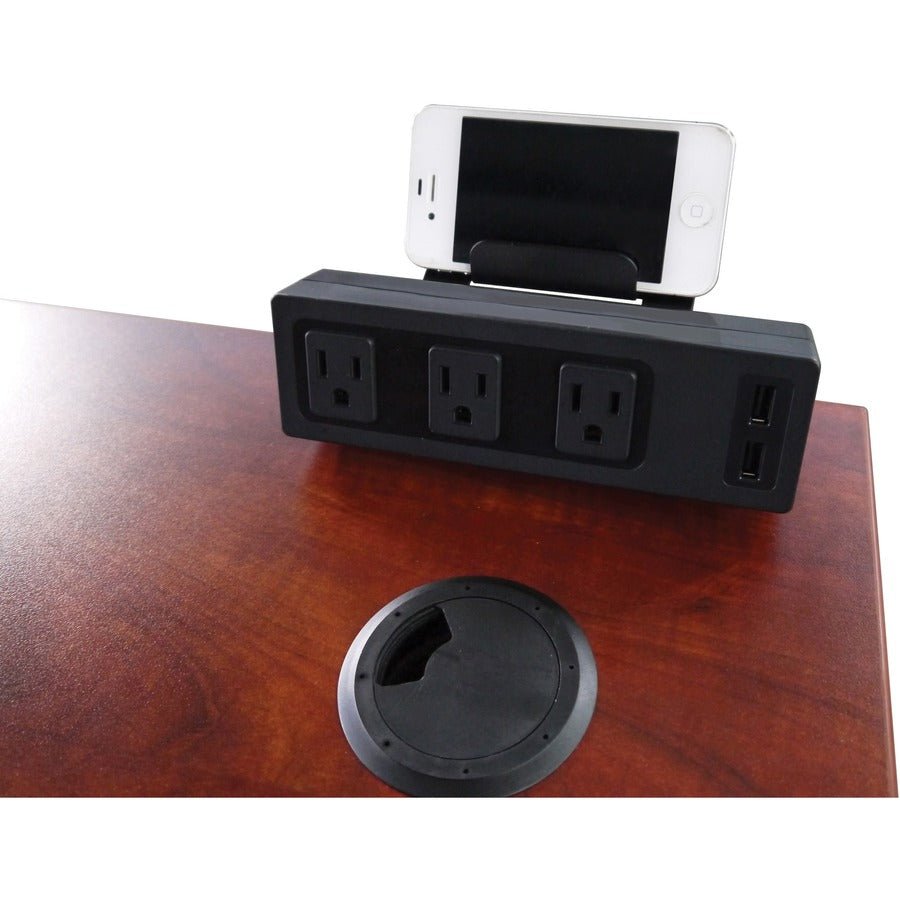Lorell Under Desk Surface - Mount Power Center with USB Charger 3 AC 2 USB 6" W x 2" D x 2" H (LLR - LLR33993) - SchoolOutlet