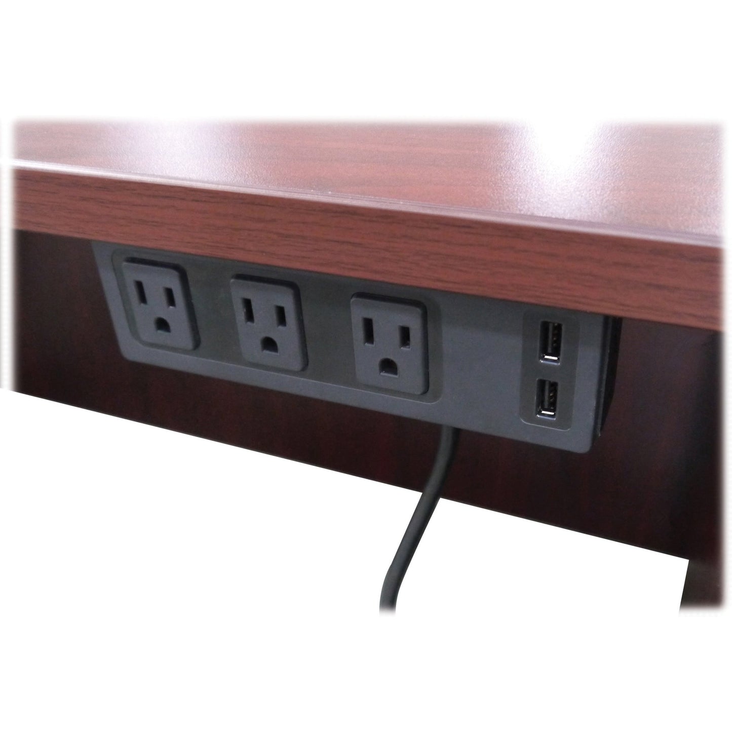 Lorell Under Desk Surface - Mount Power Center with USB Charger 3 AC 2 USB 6" W x 2" D x 2" H (LLR - LLR33993) - SchoolOutlet