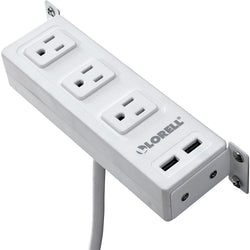 Lorell Surface-Mount Under Desk Power Center with USB Charger 3 AC 2 USB 8 ft Cord 6" W x 2" D x 2" H (LLR-LLR33996)