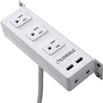 Lorell Surface - Mount Under Desk Power Center with USB Charger 3 AC 2 USB 8 ft Cord 6