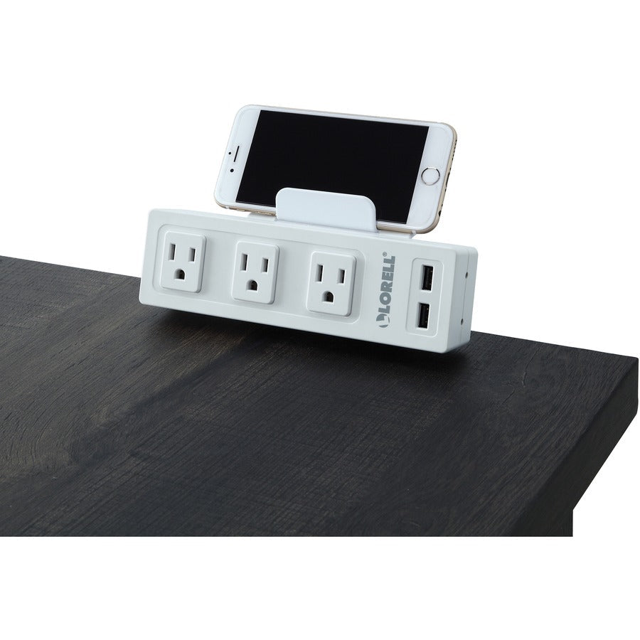 Lorell Surface - Mount Under Desk Power Center with USB Charger 3 AC 2 USB 8 ft Cord 6" W x 2" D x 2" H (LLR - LLR33996) - SchoolOutlet