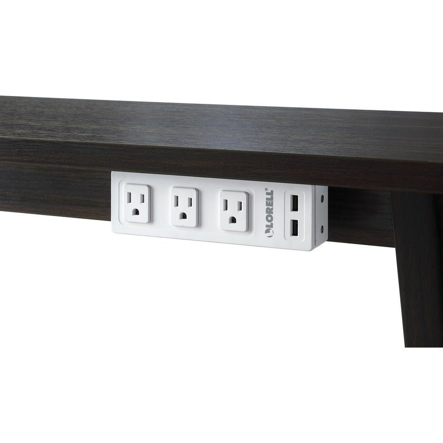 Lorell Surface - Mount Under Desk Power Center with USB Charger 3 AC 2 USB 8 ft Cord 6" W x 2" D x 2" H (LLR - LLR33996) - SchoolOutlet