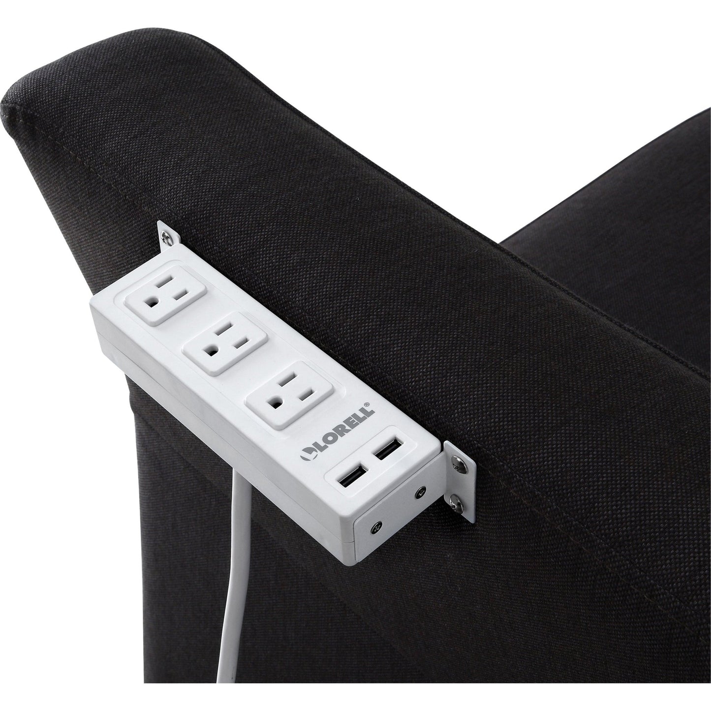 Lorell Surface - Mount Under Desk Power Center with USB Charger 3 AC 2 USB 8 ft Cord 6" W x 2" D x 2" H (LLR - LLR33996) - SchoolOutlet