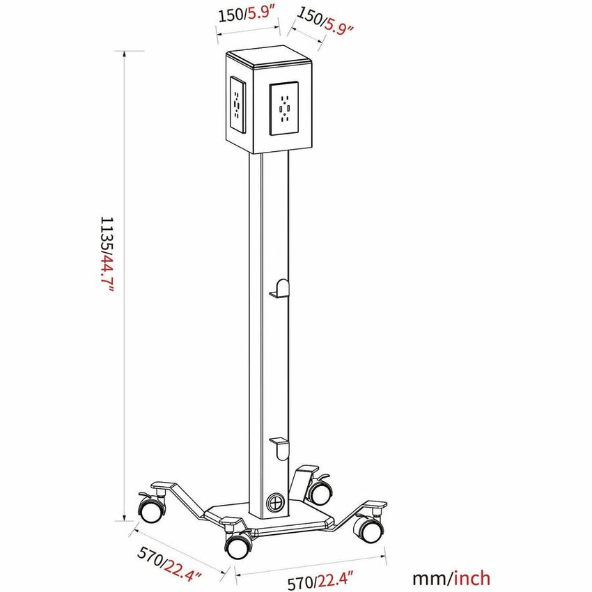 Lorell Mobile Power Tower with 8 AC and 8 USB Charging Outlets 10 ft Cord 12" W x 12" D x 36" H (LLR - LLR34000) - SchoolOutlet