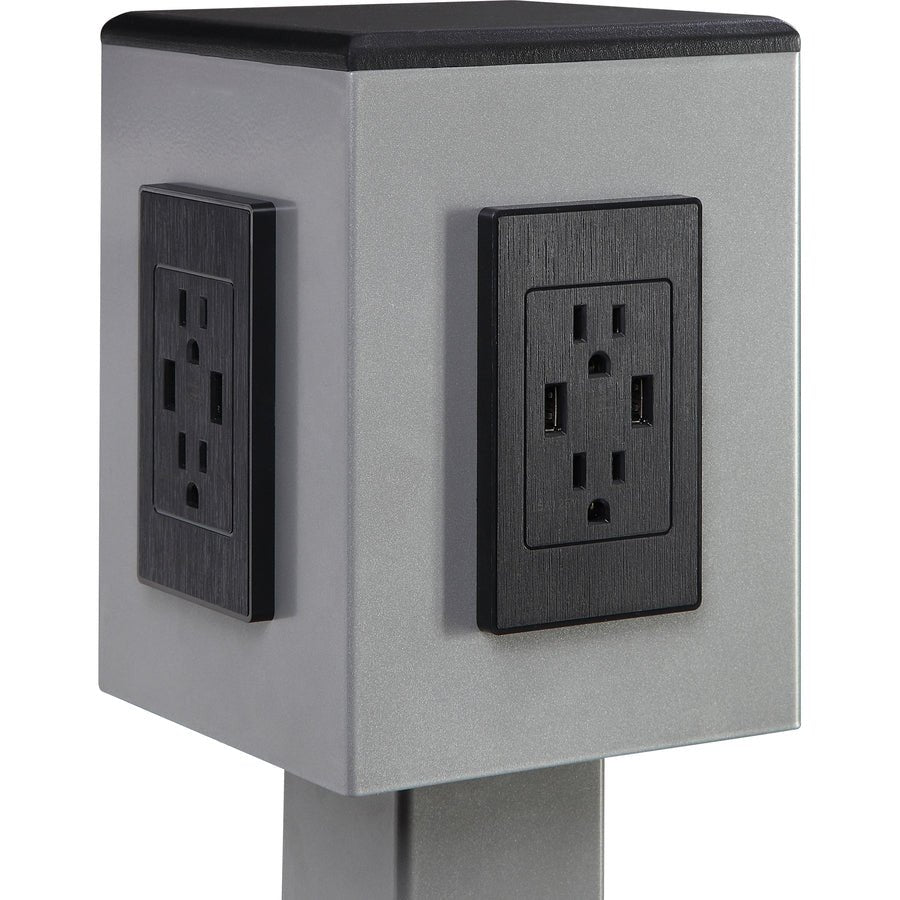 Lorell Mobile Power Tower with 8 AC and 8 USB Charging Outlets 10 ft Cord 12" W x 12" D x 36" H (LLR - LLR34000) - SchoolOutlet