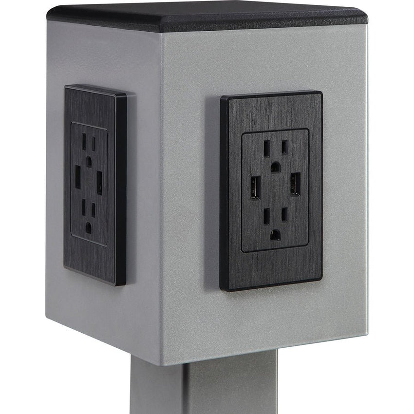 Lorell Mobile Power Tower with 8 AC and 8 USB Charging Outlets 10 ft Cord 12" W x 12" D x 36" H (LLR - LLR34000) - SchoolOutlet