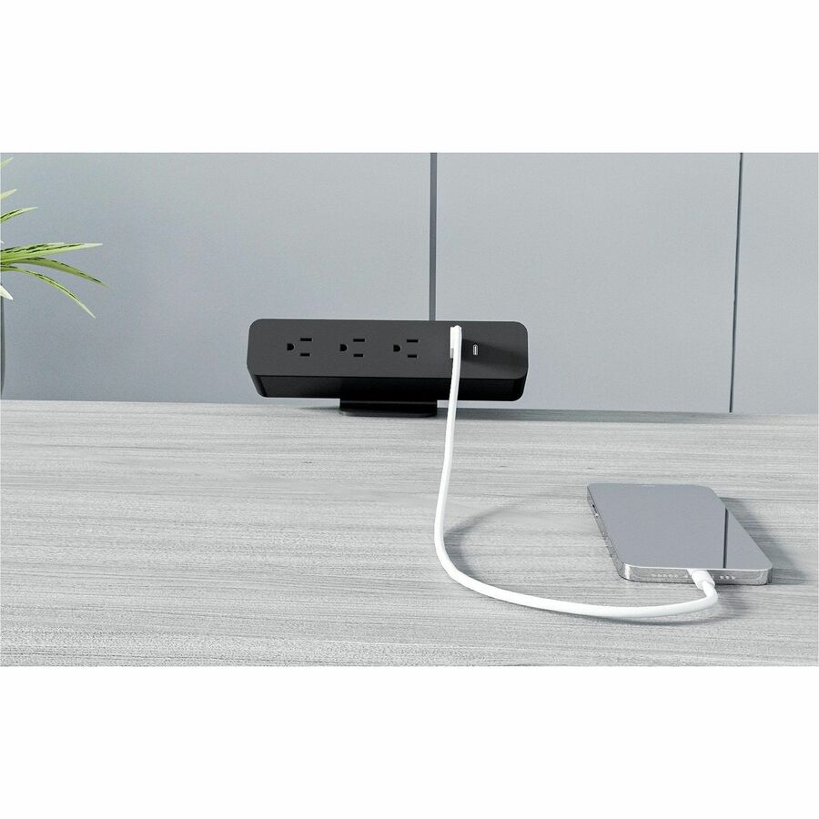 Lorell Desk - Mount Power Outlet with USB - A and USB - C Charging Hub 8.7" W x 2.2" D x 1.9" H (LLR - LLR34001) - SchoolOutlet