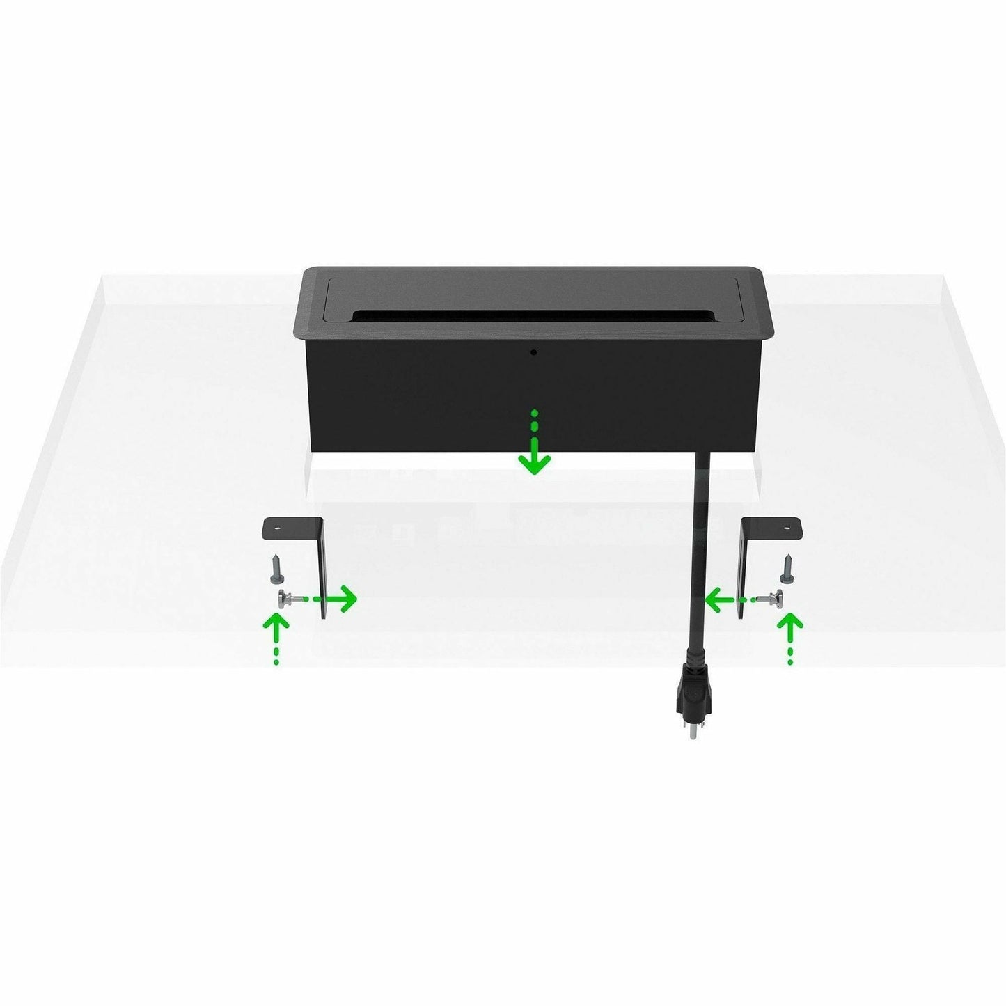Lorell 7 - in - 1 Desk Mount Power and Data Outlet with USB HDMI CAT6 3 AC 5.66 ft Cord 8.7" W x 2.2" D x 1.9" H (LLR - LLR34005) - SchoolOutlet