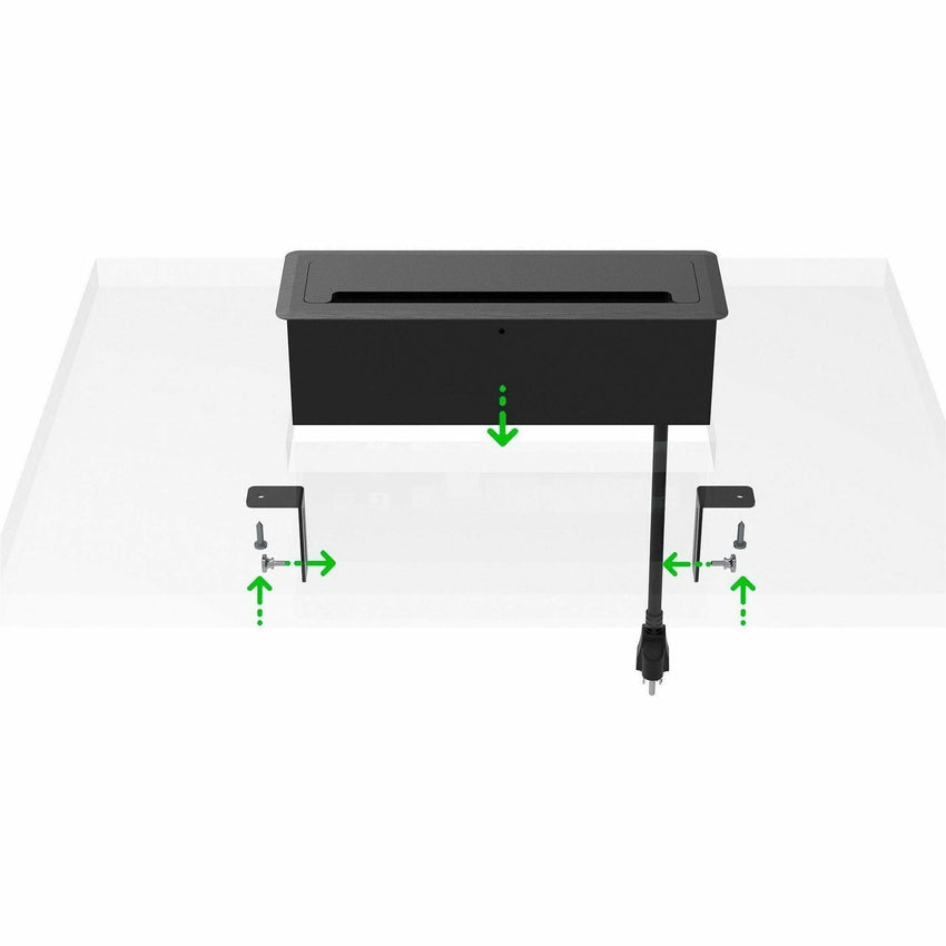 Lorell 7 - in - 1 Desk Mount Power and Data Outlet with USB HDMI CAT6 3 AC 5.66 ft Cord 8.7" W x 2.2" D x 1.9" H (LLR - LLR34005) - SchoolOutlet