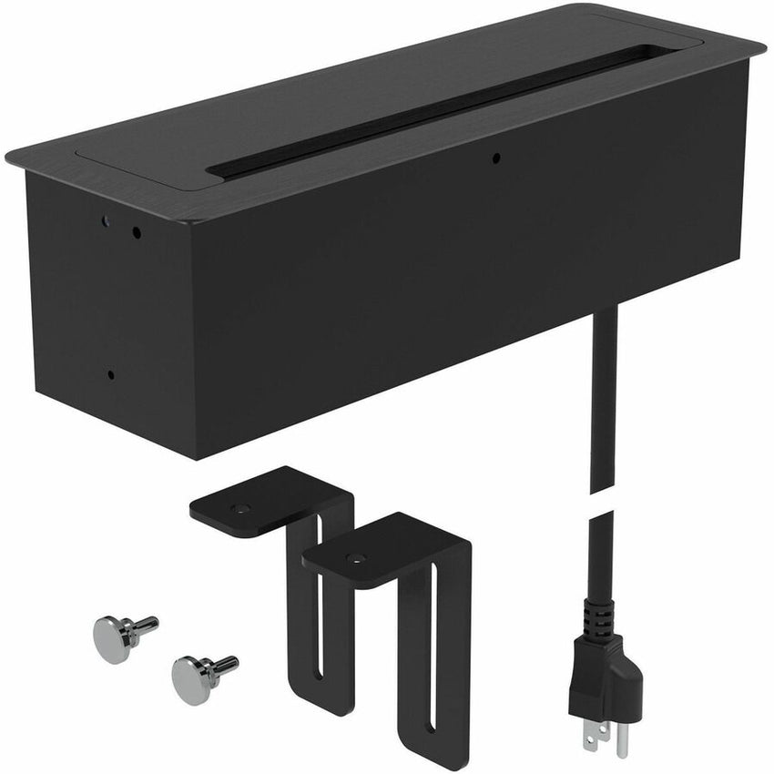Lorell 7 - in - 1 Desk Mount Power and Data Outlet with USB HDMI CAT6 3 AC 5.66 ft Cord 8.7" W x 2.2" D x 1.9" H (LLR - LLR34005) - SchoolOutlet