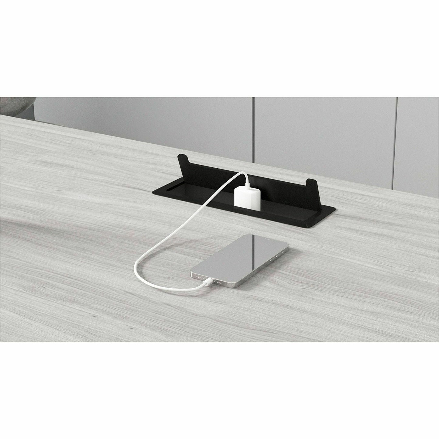 Lorell 7 - in - 1 Desk Mount Power and Data Outlet with USB HDMI CAT6 3 AC 5.66 ft Cord 8.7" W x 2.2" D x 1.9" H (LLR - LLR34005) - SchoolOutlet