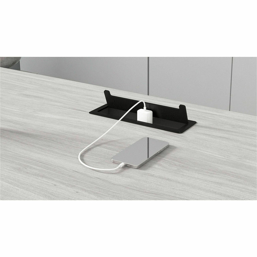 Lorell 7 - in - 1 Desk Mount Power and Data Outlet with USB HDMI CAT6 3 AC 5.66 ft Cord 8.7" W x 2.2" D x 1.9" H (LLR - LLR34005) - SchoolOutlet