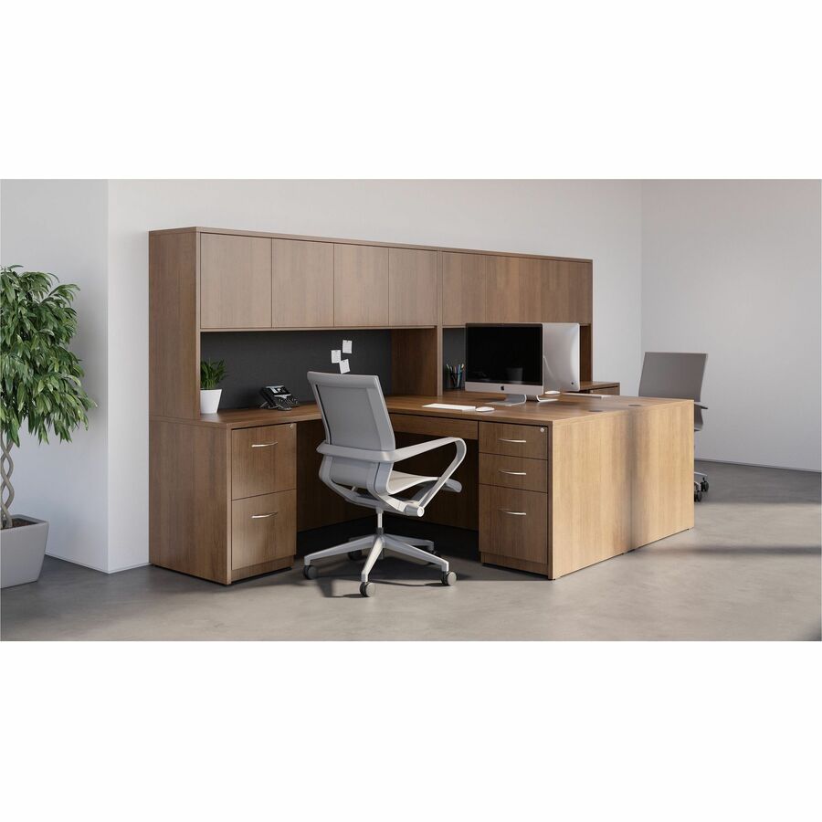 Lorell Essentials Series Left Corner Credenza 72"W x 36"D x 29.5"H Walnut (LLR - LLR34393) - SchoolOutlet