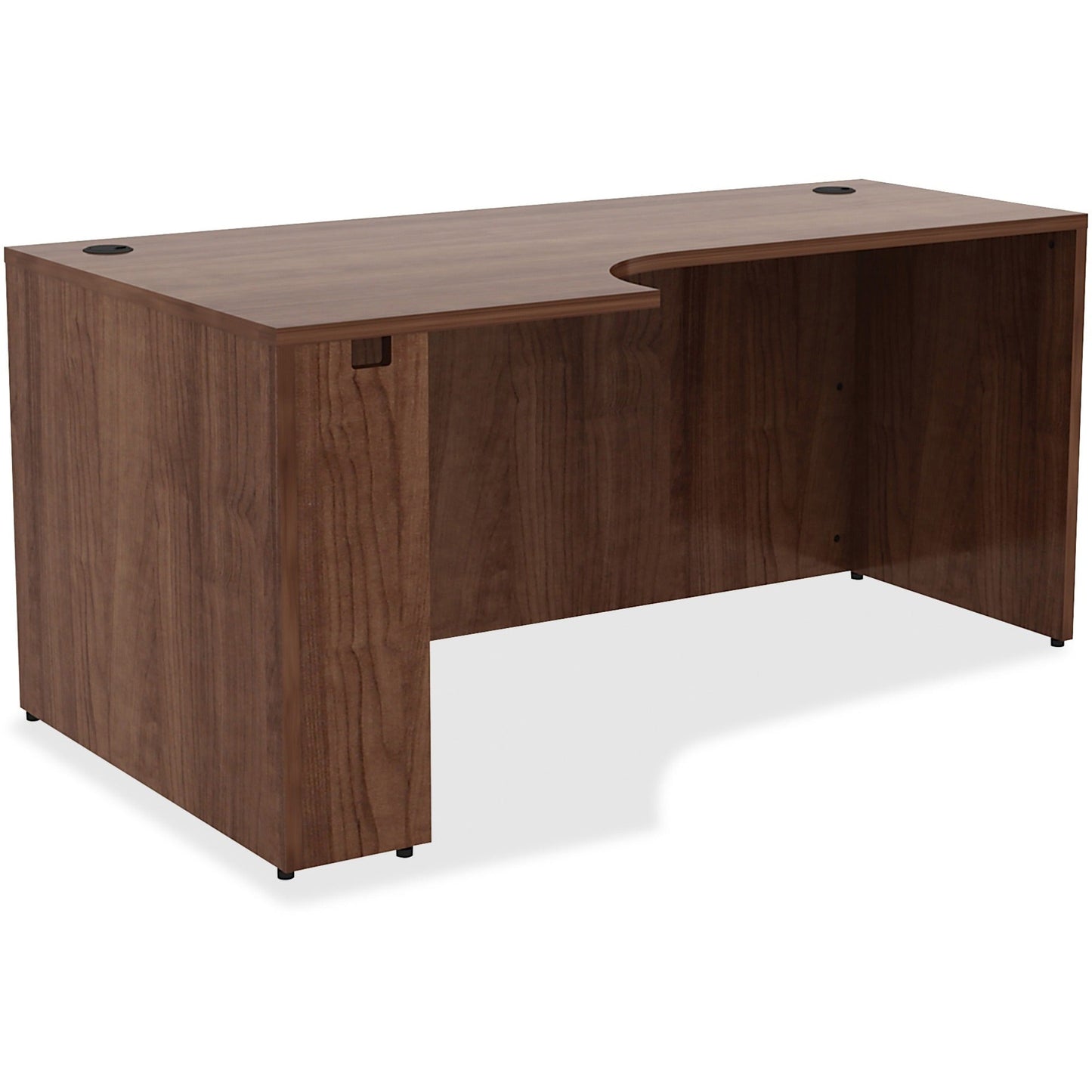Lorell Essentials Series Left Corner Credenza 66"W x 36"D x 29.5"H Walnut (LLR - LLR34394) - SchoolOutlet