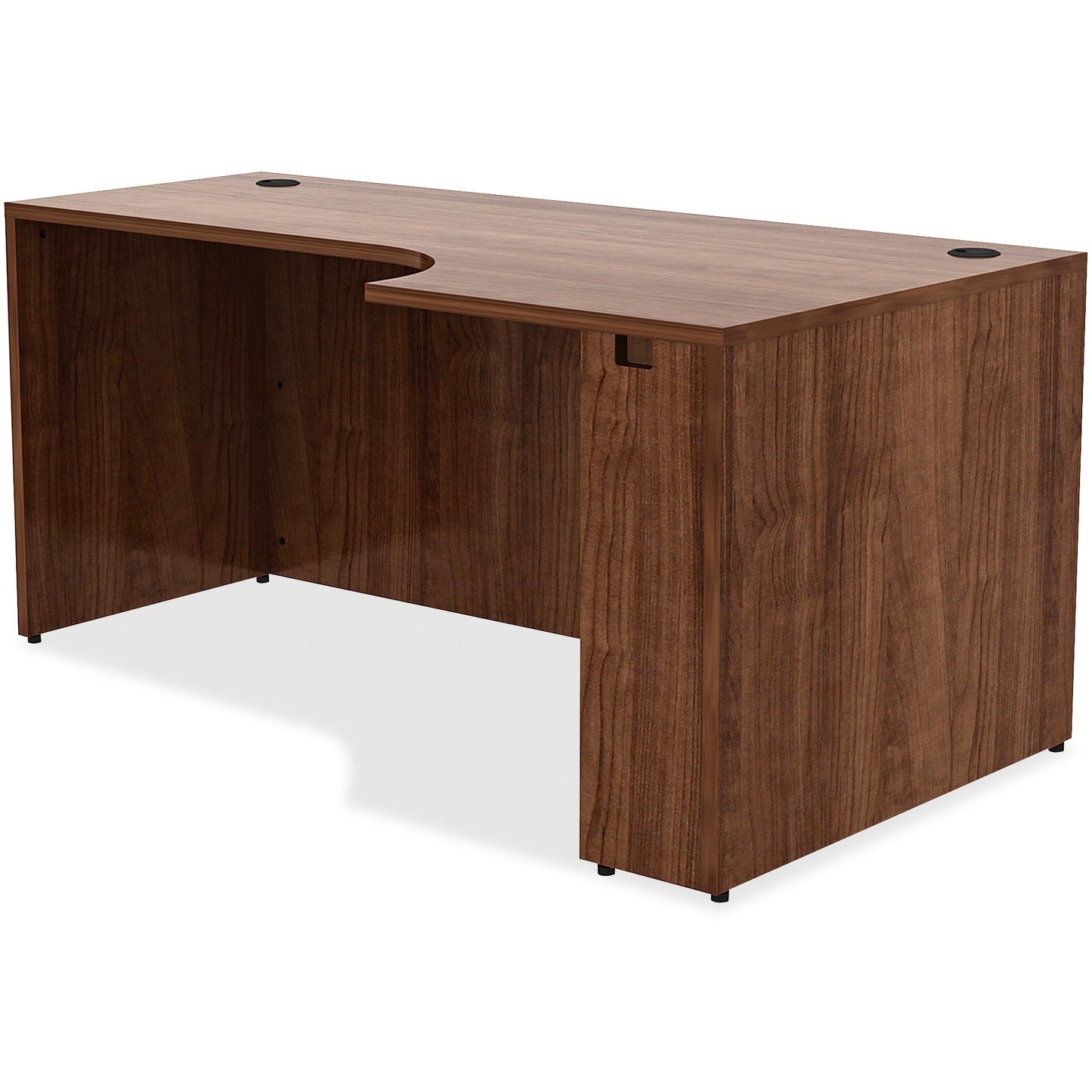 Lorell Essentials Series Right Corner Credenza 66"W x 36"D x 29.5"H Walnut (LLR - LLR34396) - SchoolOutlet