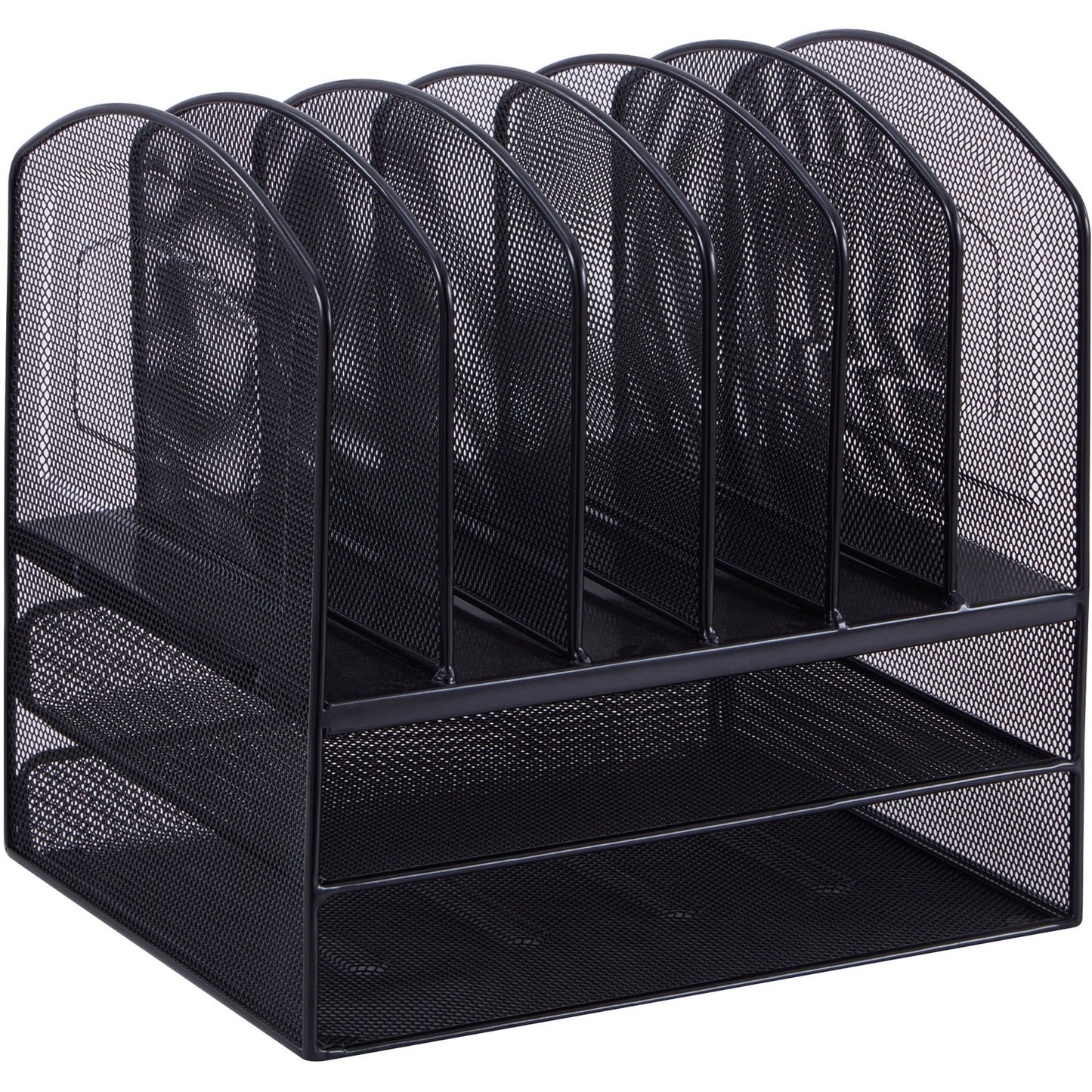 Lorell Mesh Desk Organizer 8 - Compartment Steel Desktop File Organizer Black (LLR - LLR37523) - SchoolOutlet