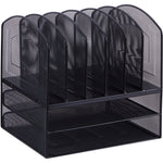 Lorell Mesh Desk Organizer 8 - Compartment Steel Desktop File Organizer Black (LLR - LLR37523) - SchoolOutlet