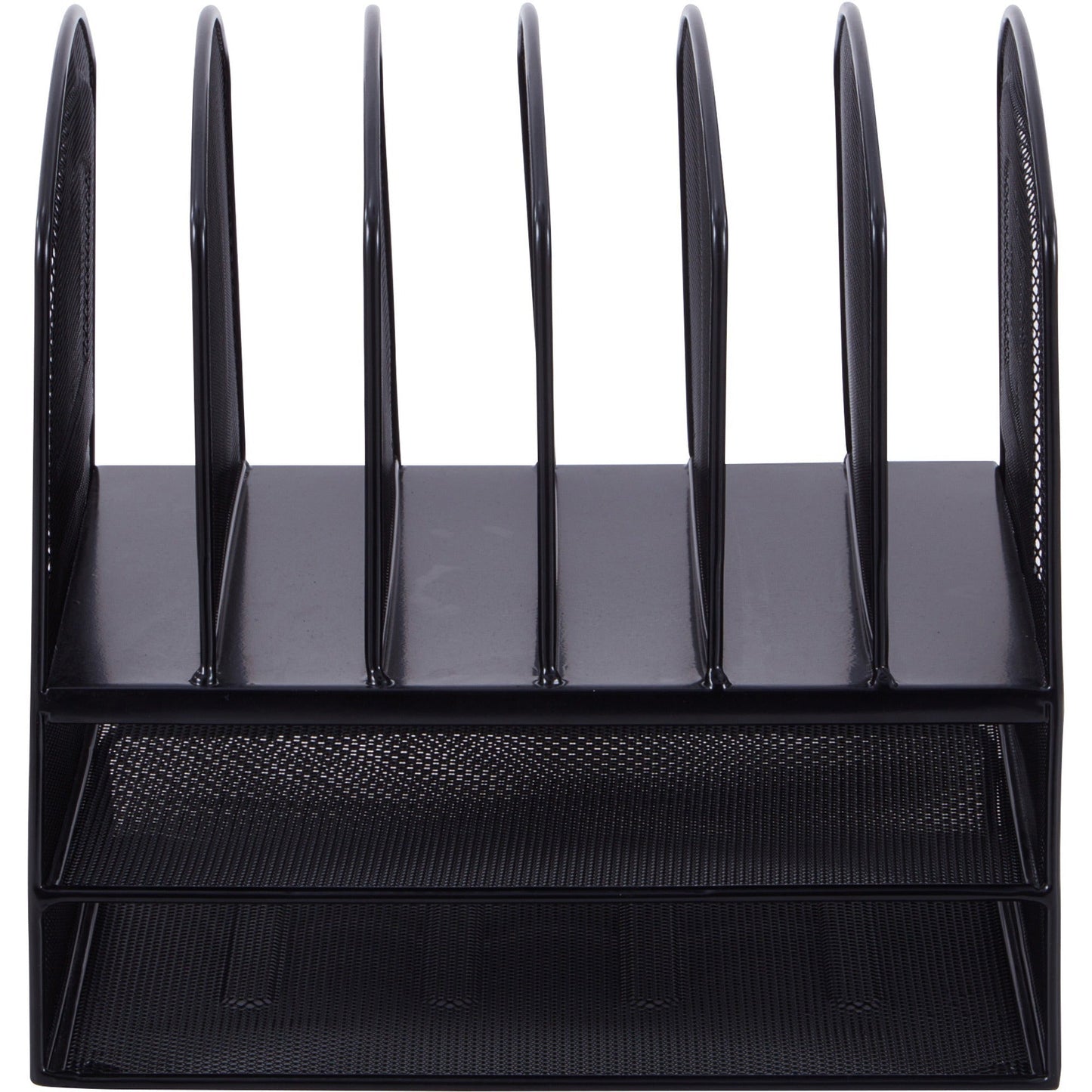 Lorell Mesh Desk Organizer 8 - Compartment Steel Desktop File Organizer Black (LLR - LLR37523) - SchoolOutlet
