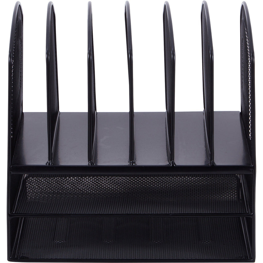Lorell Mesh Desk Organizer 8 - Compartment Steel Desktop File Organizer Black (LLR - LLR37523) - SchoolOutlet