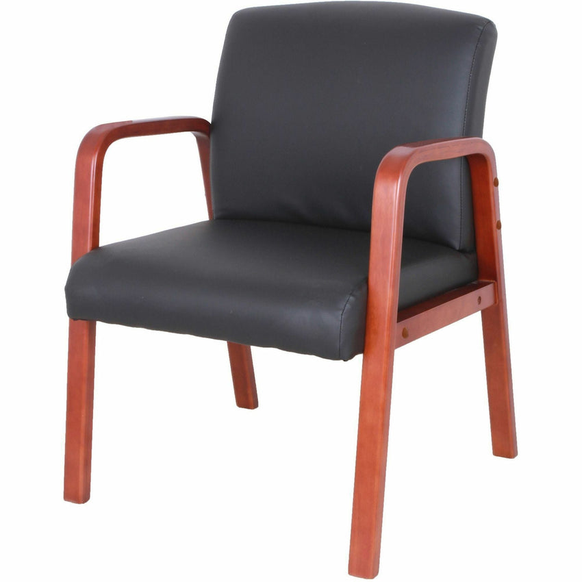 Lorell Upholstered Bonded Leather Guest Chair with Solid Wood Frame and Fixed Arms 17.88"H (LLR - LLR40200) - SchoolOutlet