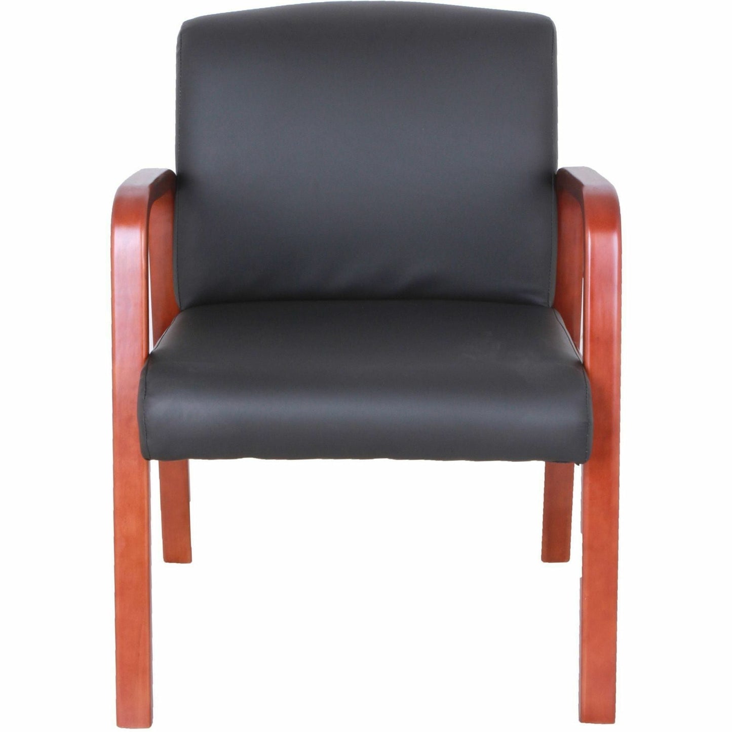 Lorell Upholstered Bonded Leather Guest Chair with Solid Wood Frame and Fixed Arms 17.88"H (LLR - LLR40200) - SchoolOutlet