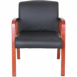 Lorell Upholstered Bonded Leather Guest Chair with Solid Wood Frame and Fixed Arms 17.88