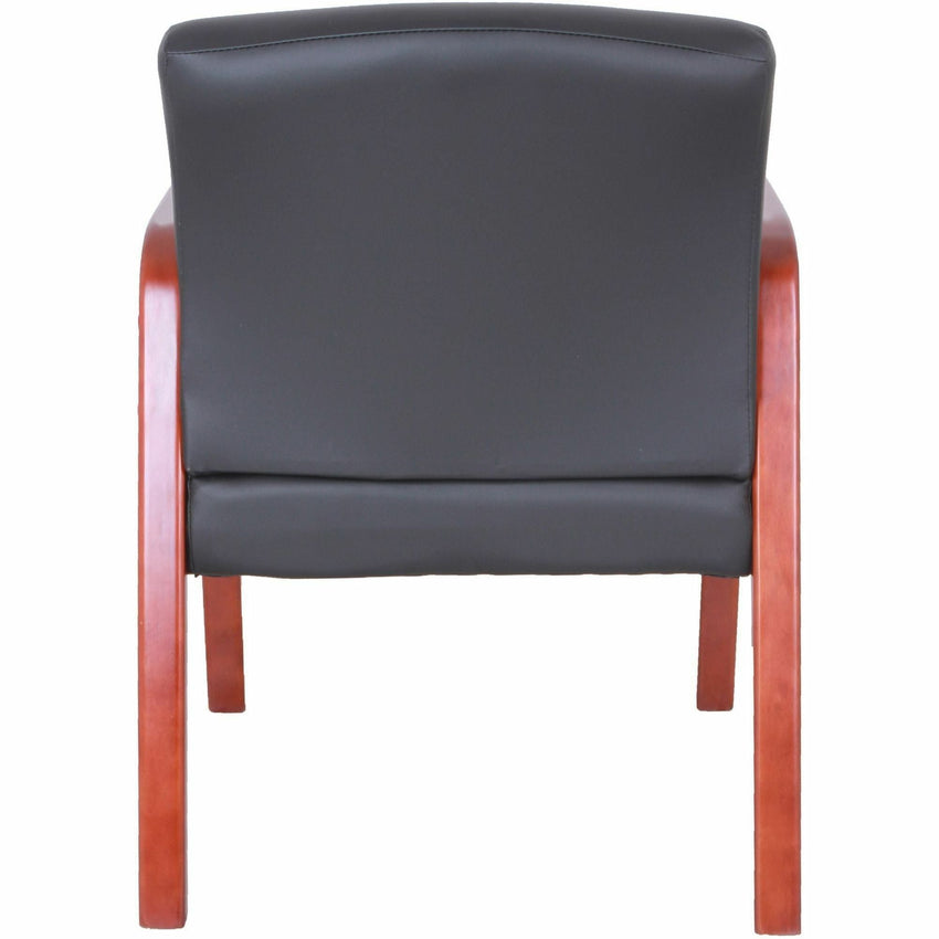 Lorell Upholstered Bonded Leather Guest Chair with Solid Wood Frame and Fixed Arms 17.88"H (LLR - LLR40200) - SchoolOutlet