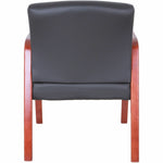 Lorell Upholstered Bonded Leather Guest Chair with Solid Wood Frame and Fixed Arms 17.88