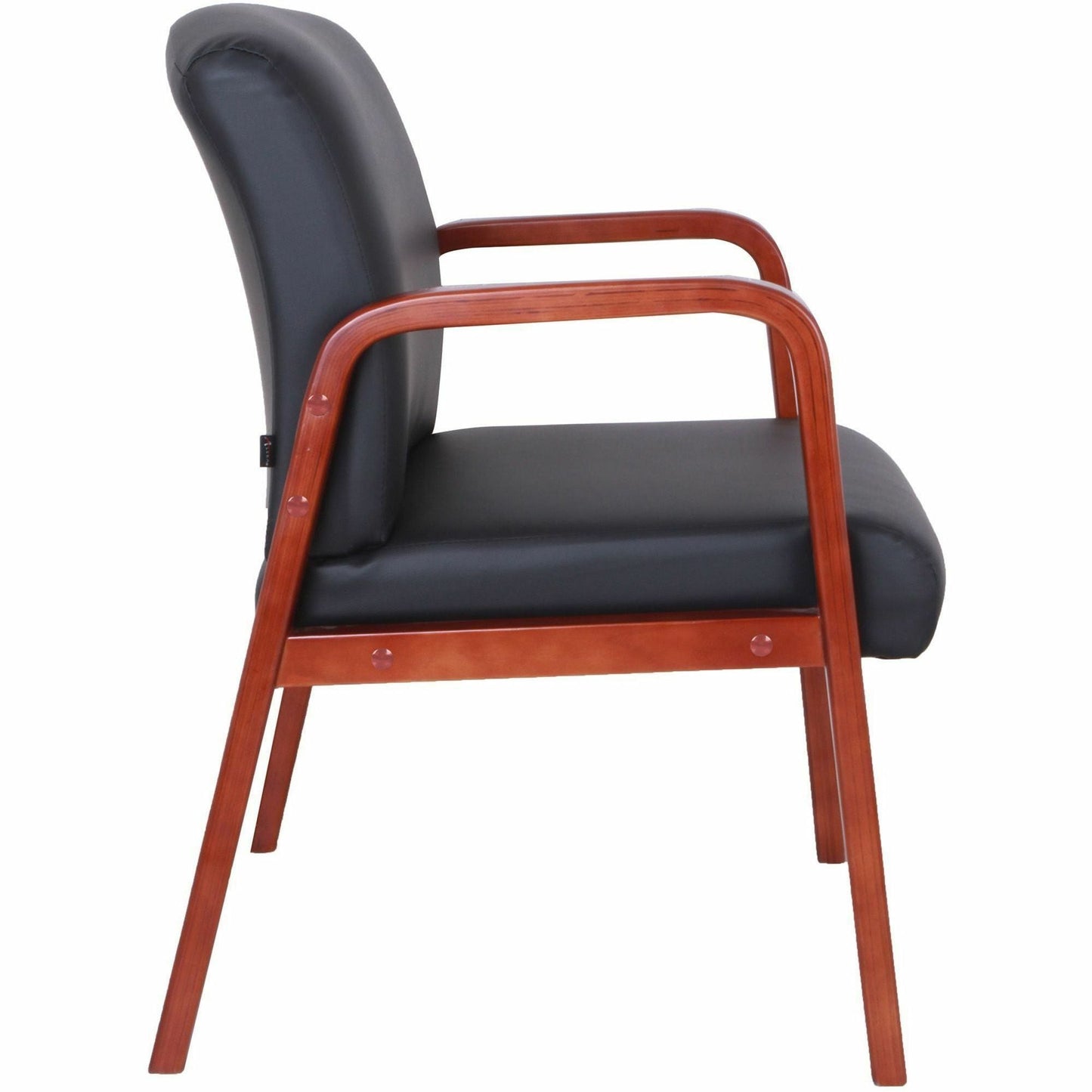 Lorell Upholstered Bonded Leather Guest Chair with Solid Wood Frame and Fixed Arms 17.88"H (LLR - LLR40200) - SchoolOutlet
