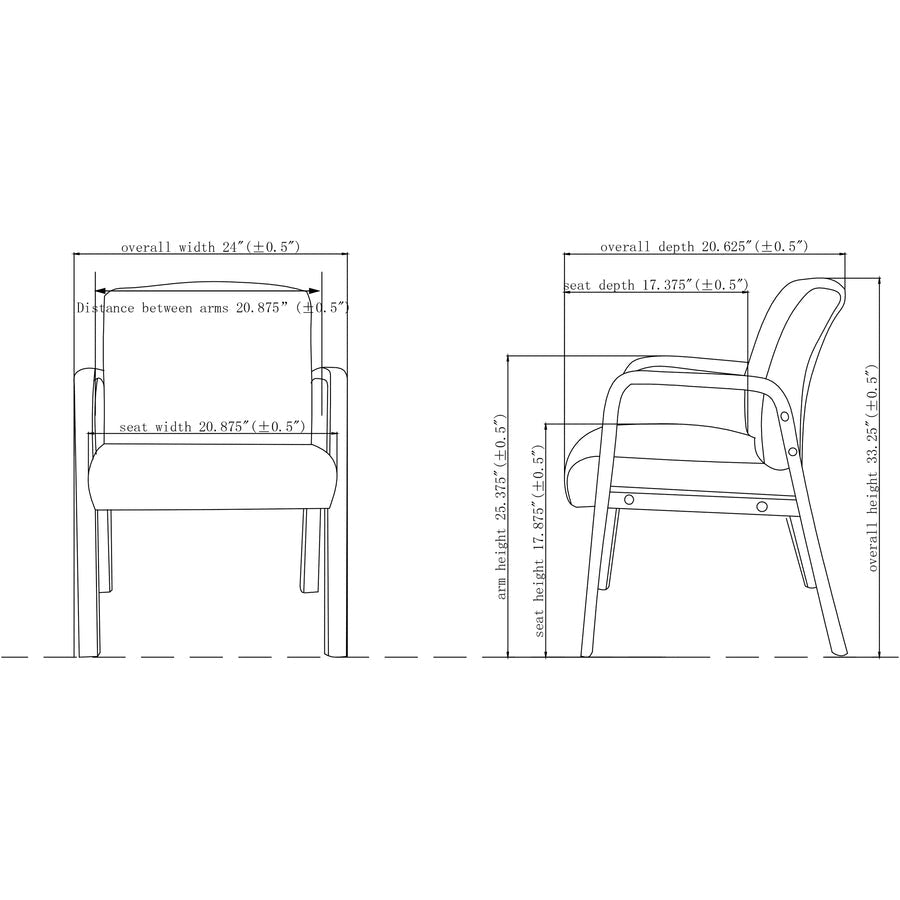 Lorell Upholstered Bonded Leather Guest Chair with Solid Wood Frame and Fixed Arms 17.88"H (LLR - LLR40200) - SchoolOutlet