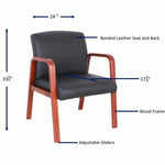 Lorell Upholstered Bonded Leather Guest Chair with Solid Wood Frame and Fixed Arms 17.88