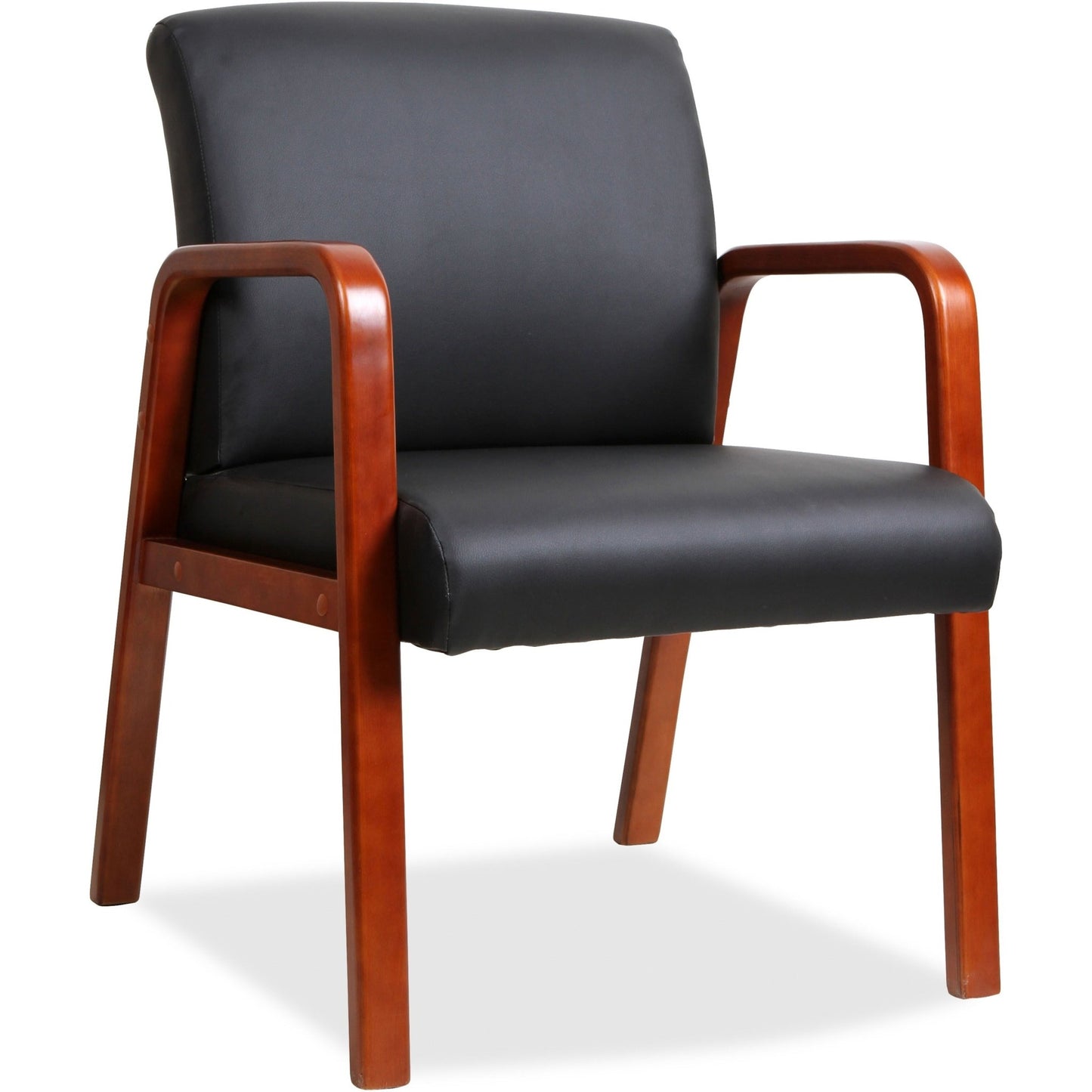 Lorell Upholstered Bonded Leather Guest Chair with Solid Wood Frame and Fixed Arms 17.88"H (LLR - LLR40200) - SchoolOutlet