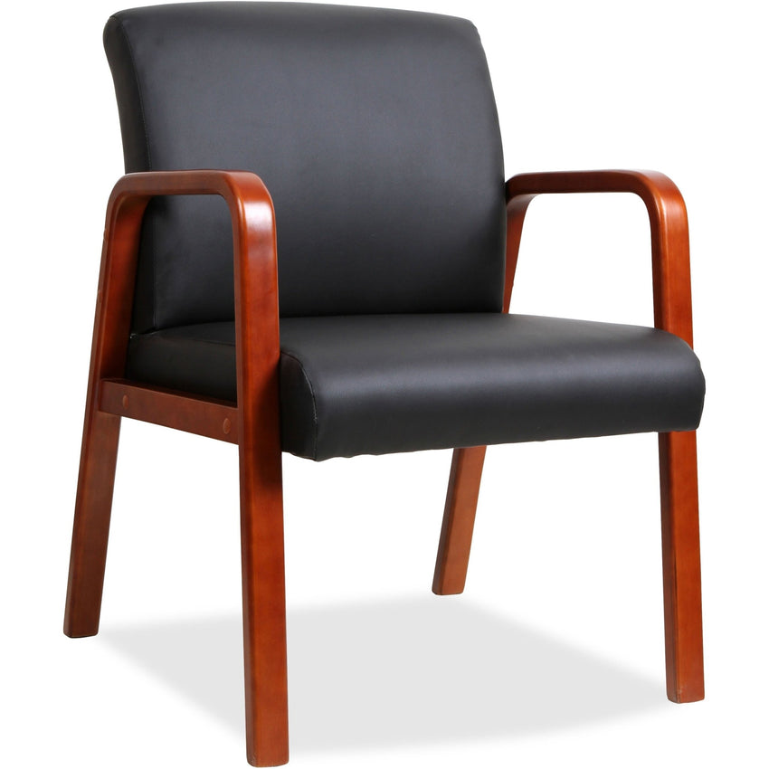 Lorell Upholstered Bonded Leather Guest Chair with Solid Wood Frame and Fixed Arms 17.88"H (LLR - LLR40200) - SchoolOutlet